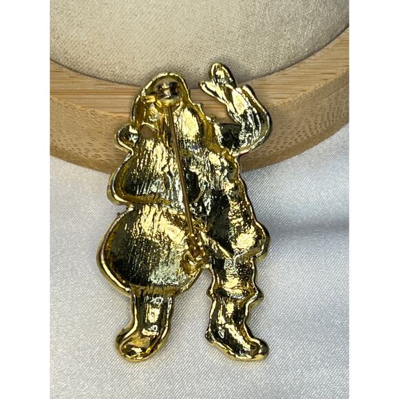 Santa Vintage Brooch Enamel over Metal - Picture 2 of 3
